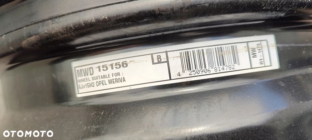 FELGI STALOWE 4x100 6Jx15 CALI ET43 OPEL CORSA MERIVA FIAT GRANDE PUNTO KOMPLET 4 SZTUKI - 9