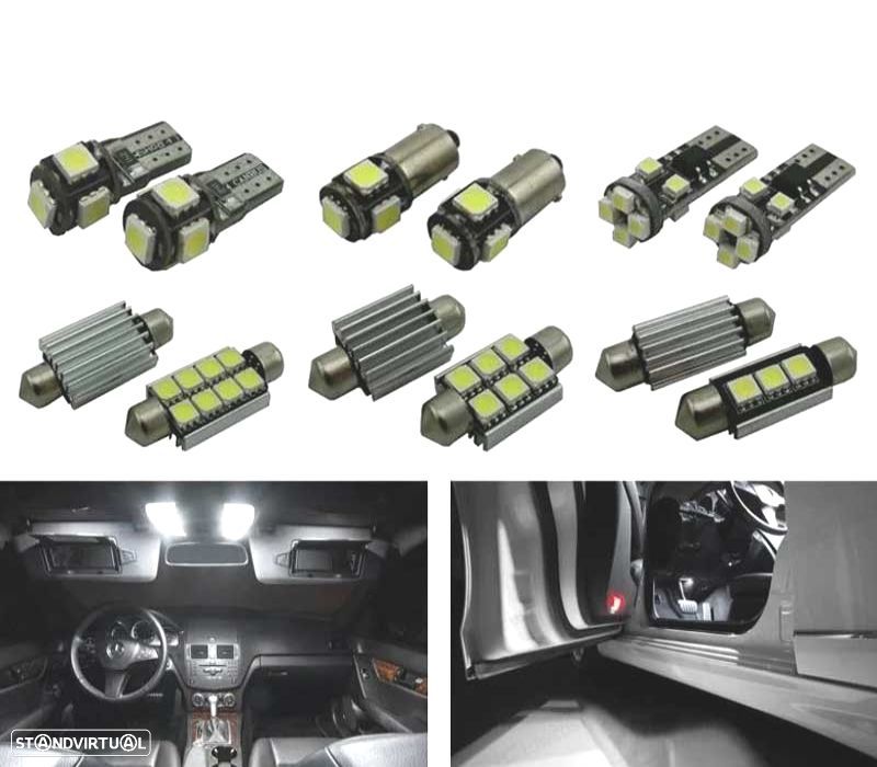 KIT COMPLETO DE 15 LÂMPADAS LED INTERIOR MERCEDES CLASE C C204 COUPE C180 C200 C220 C250 C300 C350 - 1