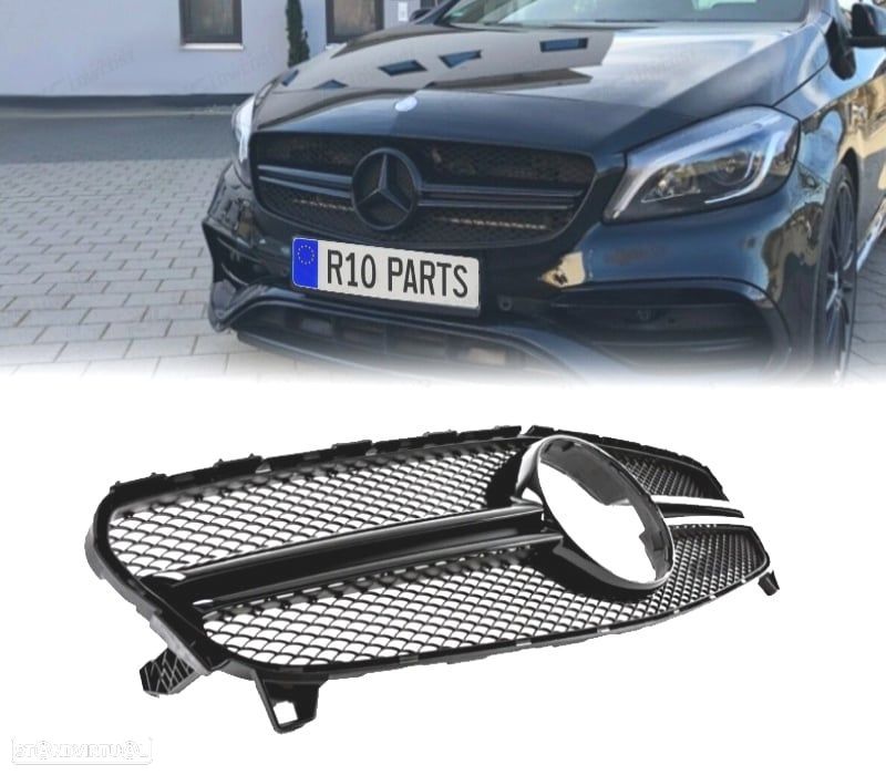 GRELHA FRONTAL MERCEDES CLASE A W176 15-18 LOOK AMG A45 PRETO BRILHANTE - 1