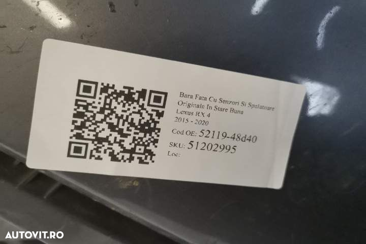 Bara Fata Cu Senzori Si Spalatoare Originala In Stare Buna Lexus  RX - 8