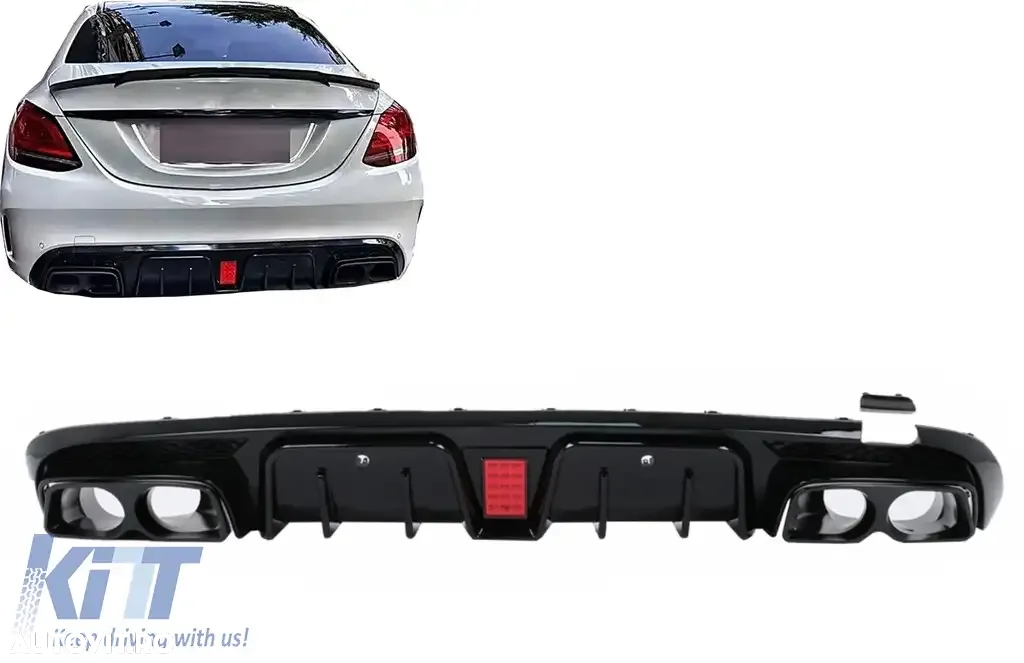 Difuzor Bara Spate compatibil cu Mercedes C-Class W205 S205 (2014-2020) pentru Sport Line - 8
