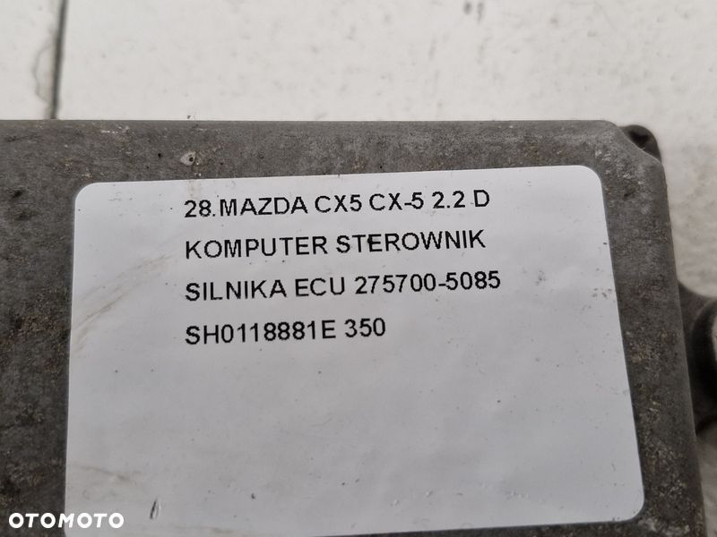 MAZDA CX5 CX-5 2.2 D KOMPUTER STEROWNIK SILNIKA ECU 275700-5085 SH0118881E - 3