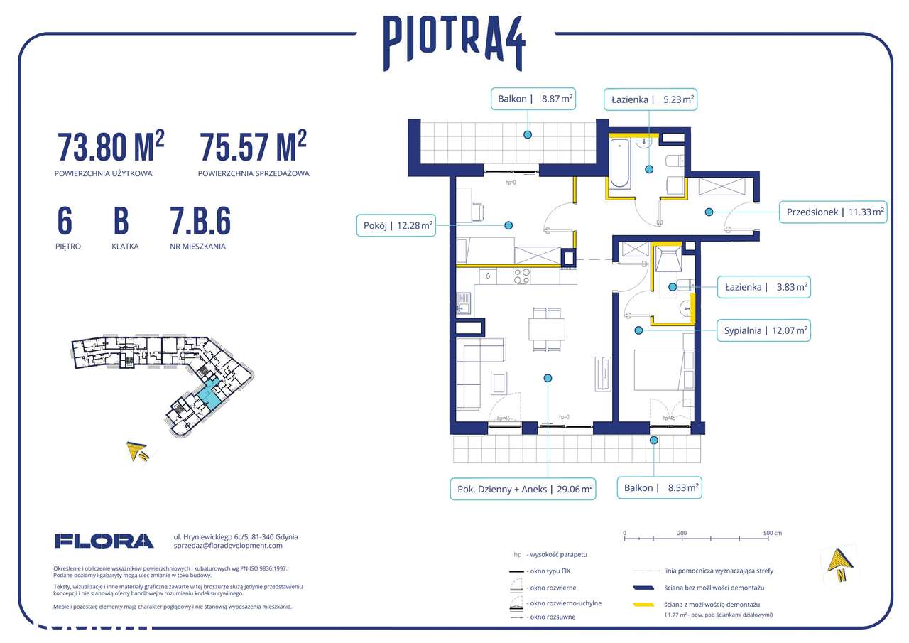 3-pokojowe mieszkanie 73m2 + 2 balkony - Pełny obrazek: 2/11