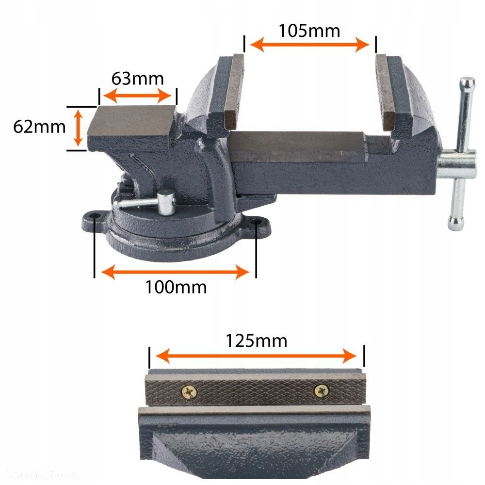 IMADŁO ŚLUSARSKIE 125 MM OBROTOWE Z KOWADŁEM 360 POWERMAT PM-IS-125T - 7