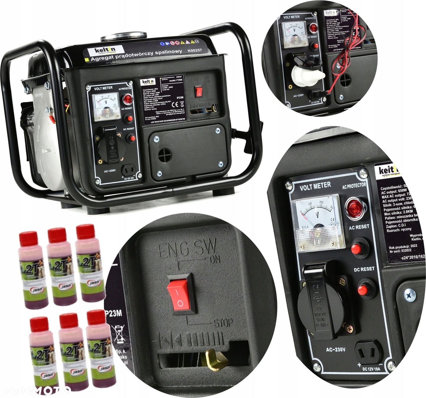 K00257 AGREGAT GENERATOR PRĄDOTWÓRCZY SPALINOW 1-FAZOWY 2KM MOBILNY BENZYNA - 1