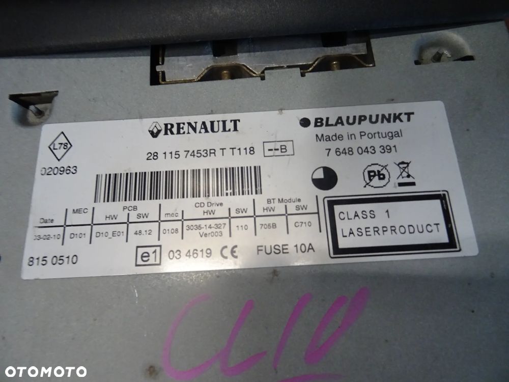 RENAULT CLIO III 3 CD RADIO WYSWIETLACZ MONITOR RAMKA DO  RADIO CZESCI ROZNE - 5
