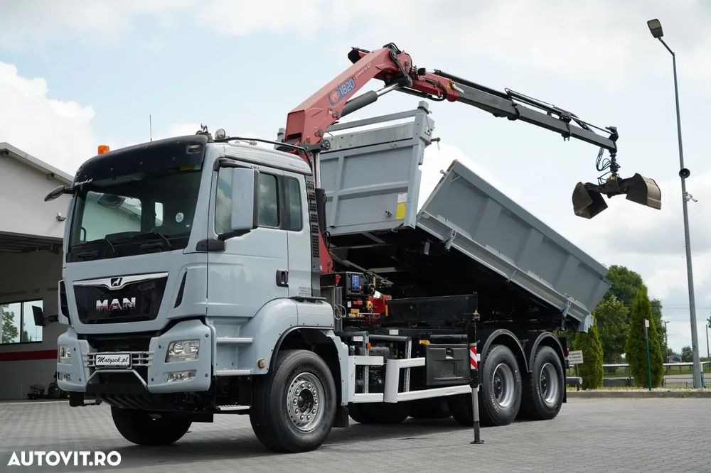 MAN TGS 33.360 / 6x4 / BASCULĂ + HDS HMF 1820 K-RC / extensie 10m / HIDRODECKER / GRAPPER / NAVI / MANUAL / IMPORTAT - - 1