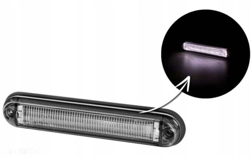 lampa obrysowa led typu slim ze światłoweodem biała 12/24v uniwersalna - 1