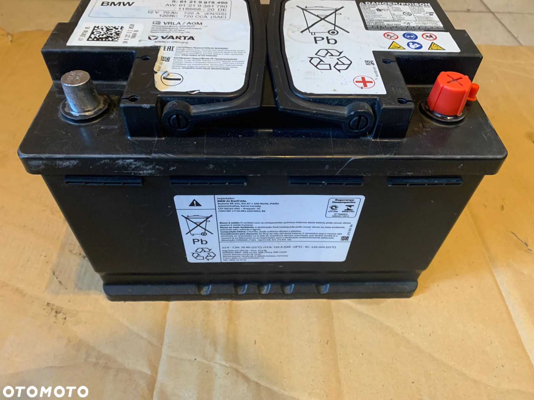 AKUMULATOR AGM 12V 70AH 720A BMW 9878490 9381780 ORYGINALNY - 2