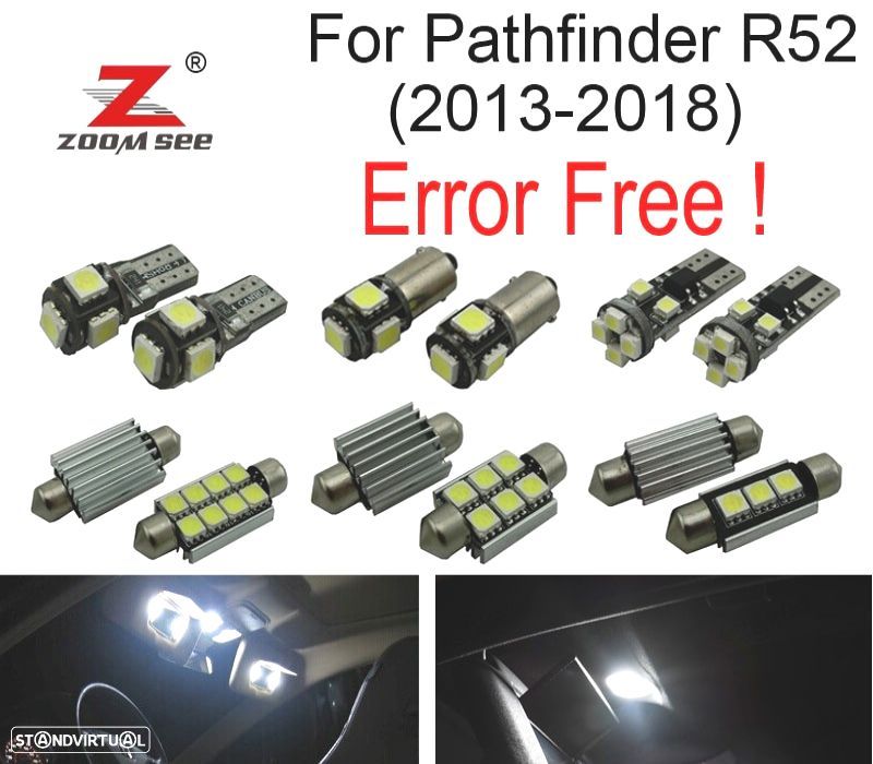 KIT COMPLETO DE 13 LÂMPADAS LED INTERIOR PARA NISSAN PATHFINDER R52 2013 -2018 - 1