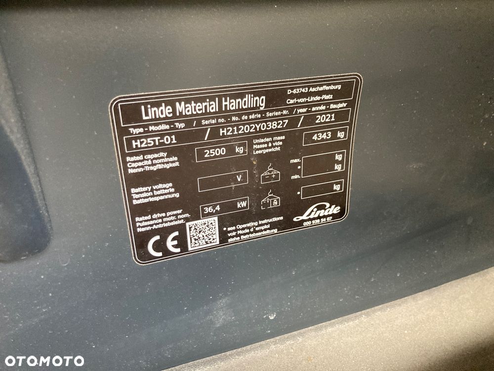 Linde [2021] WÓZEK WIDŁOWY LINDE H25T GAZ 2,5ton - 7