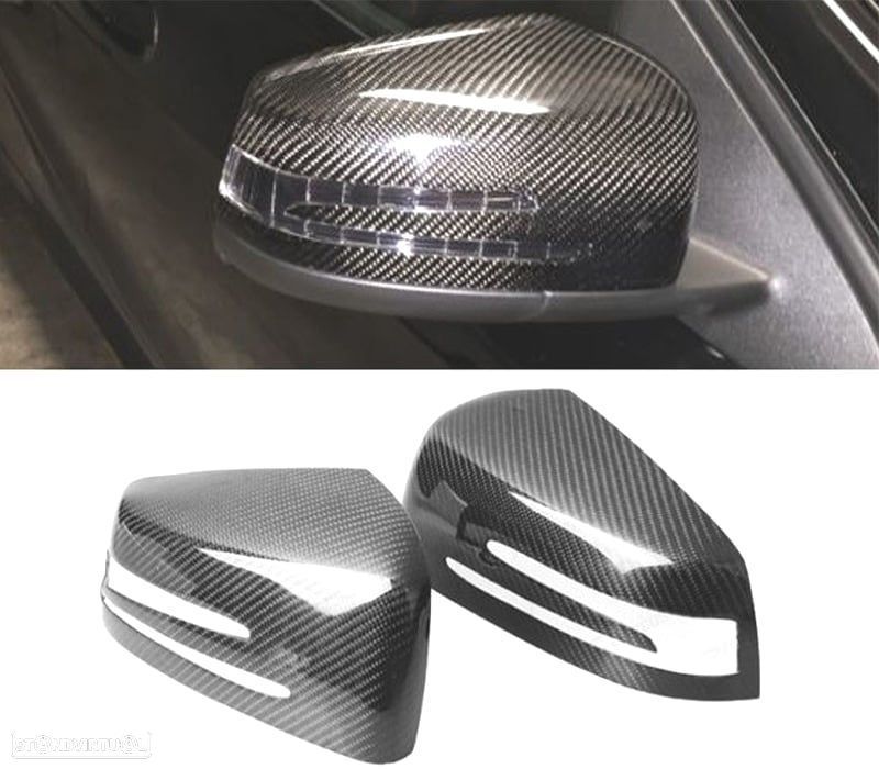 CAPAS DE ESPELHOS RETROVISORES CARBONO MERCEDES CLASSE A W176 B W246 C W204 E W212 S W221 CLA C117 G - 2