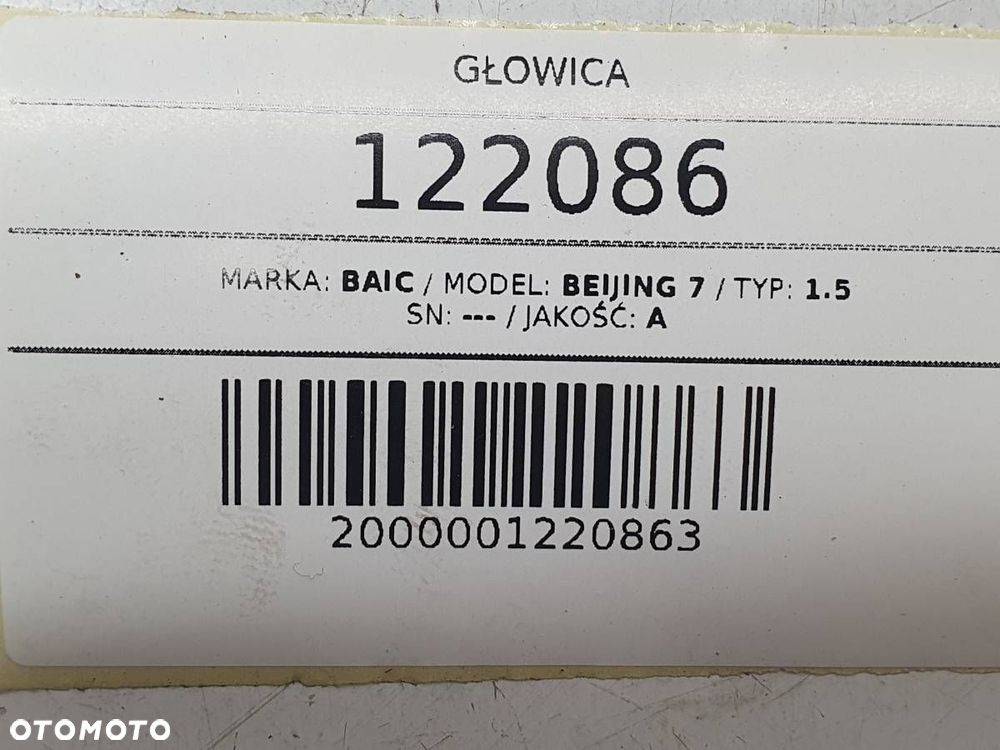 GŁOWICA ZAWORY SILNIKA 1.5 BAIC BEIJING X75 7 2024 9RD09B - 14