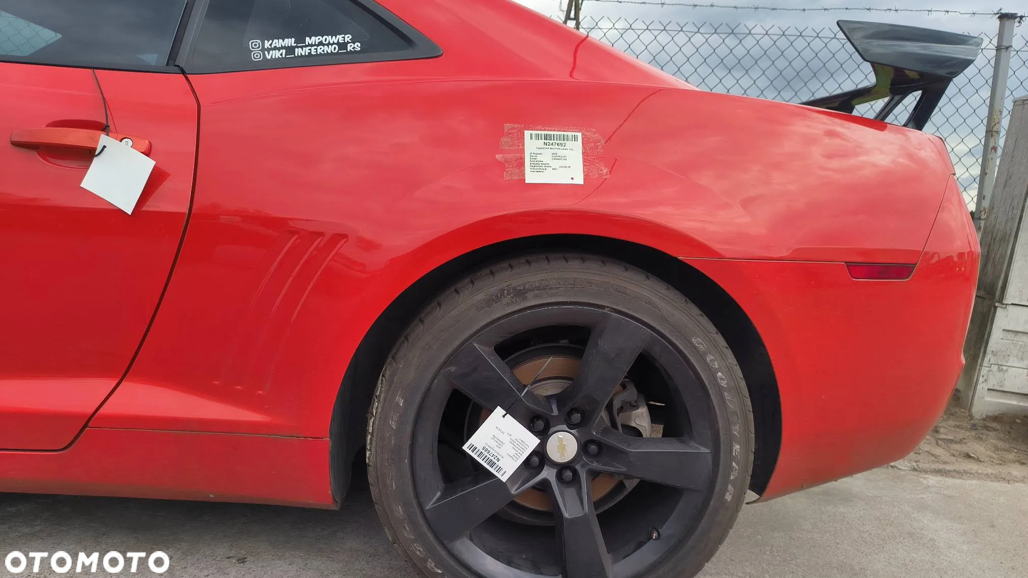 Ćwiartka błotnik prawy/lewy tył COUPE Chevrolet Camaro RS 3.6 V6 2011 - 12
