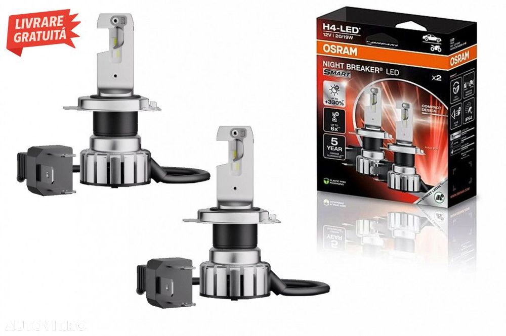 OSRAM NIGHT BREAKER LED SMART H4 64193DWNBSM-2HB20 Set 2 Becuri Auto M - 1