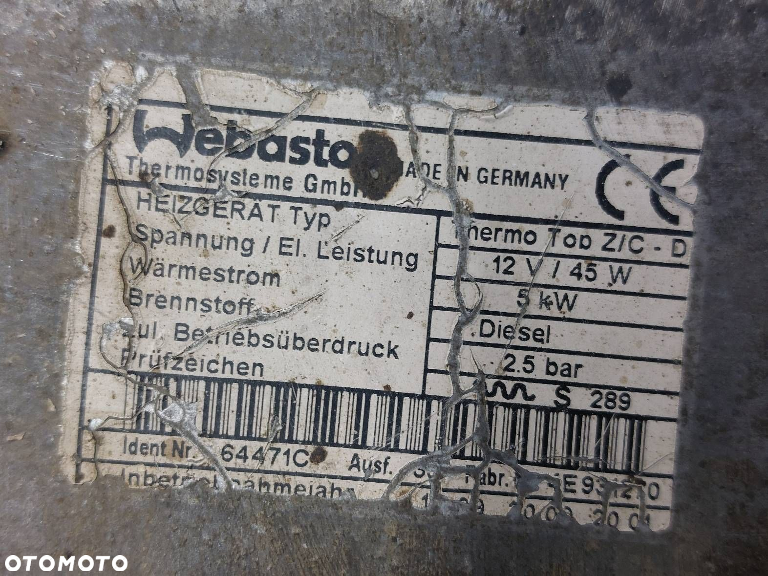 WEBASTO OGRZEWANIE POSTOJOWE CHRYSLER GRAND VOYAGER IV LIFT 04677706AC - 2