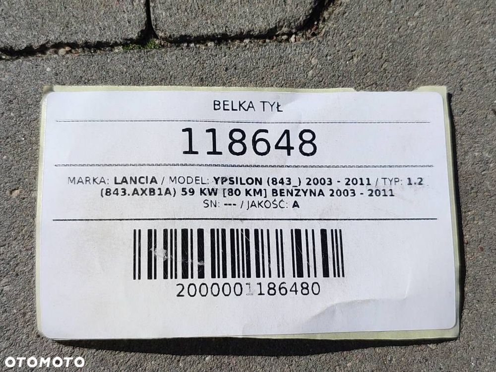 BELKA ZAWIESZENIA OŚ TYŁ TYLNA LANCIA YPSILON III 1.2B - 7