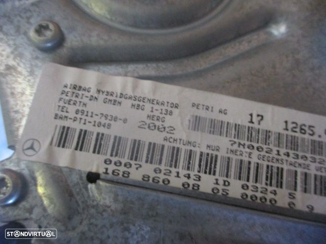 Airbag Passageiro 1688600805 MERCEDES W168 2002 1.7Cdi   0P - 2