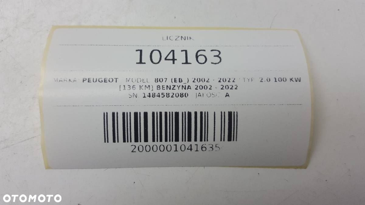 LICZNIK ZEGARY 1484582080 PEUGEOT 807 2.0 B EU - 5