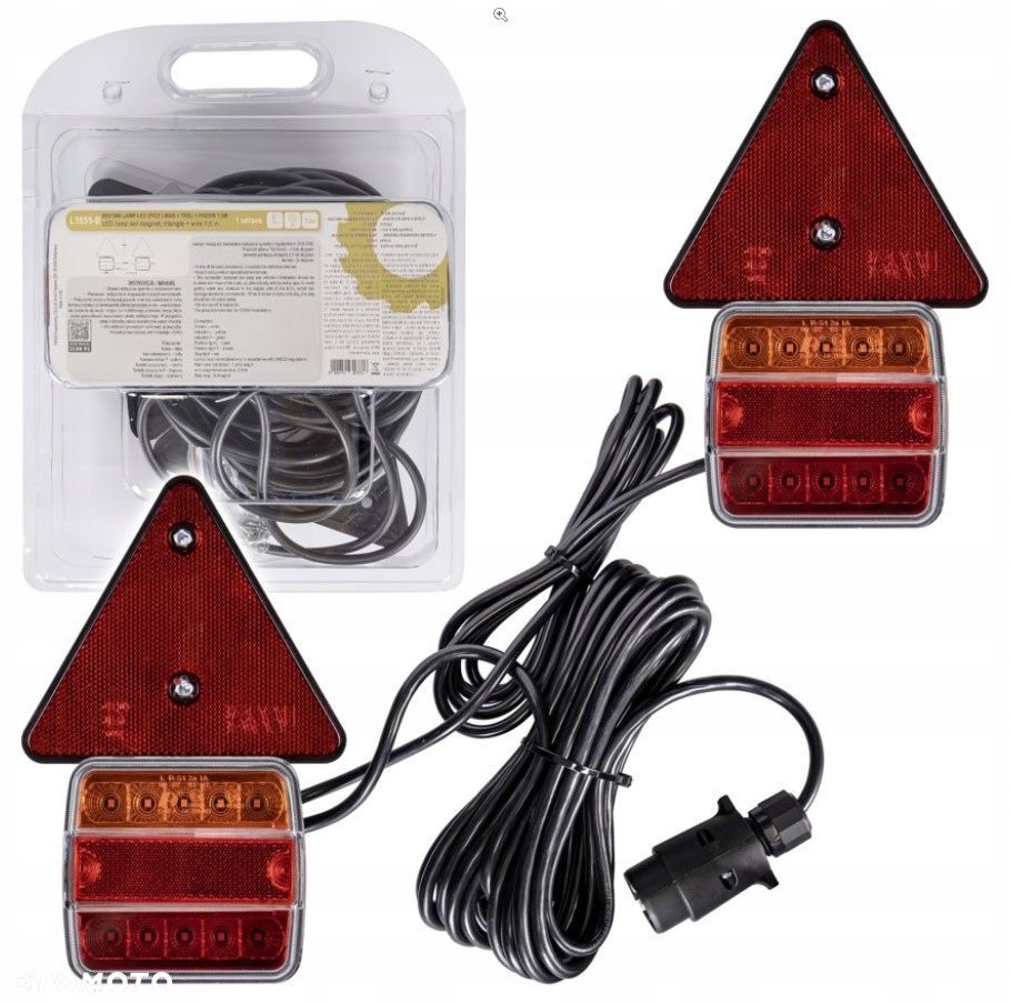 zestaw lamp led (p/cz) magnetycznych z trójkątem i przewodem 7,5m blister - 1