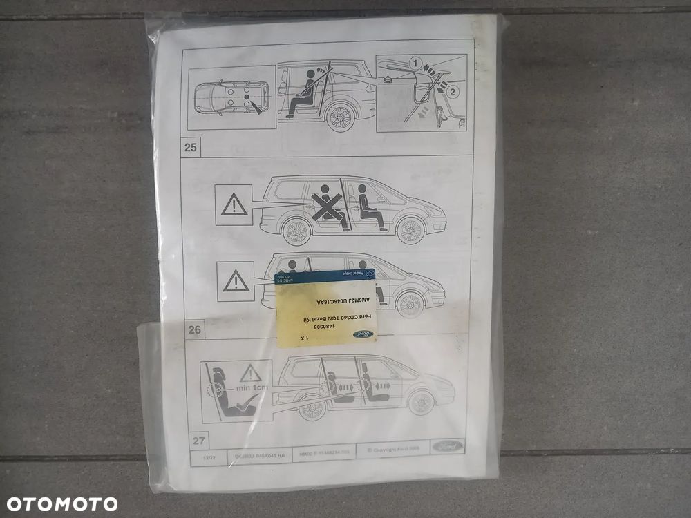 Zaślepki podsufitki Ford Focus C-Max 2010-2015, S-Max/Galaxy 2006-2015 1480303 - 1