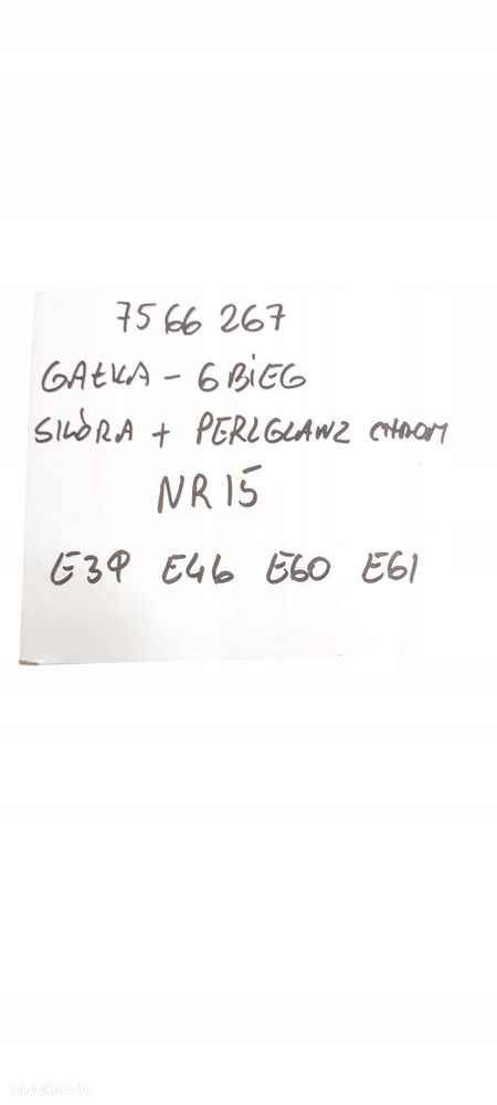 Bmw E46 E39 E60 E61 Gałka Zmiany Biegów Man 6 Biegów Perlglanz 7566267 Nr15 - 7