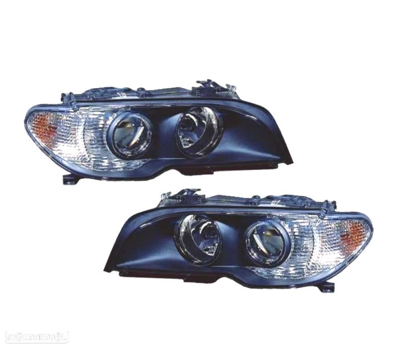 FARÓIS BMW E46 COUPÉ FUNDO NEGRO + PISCAS - 1