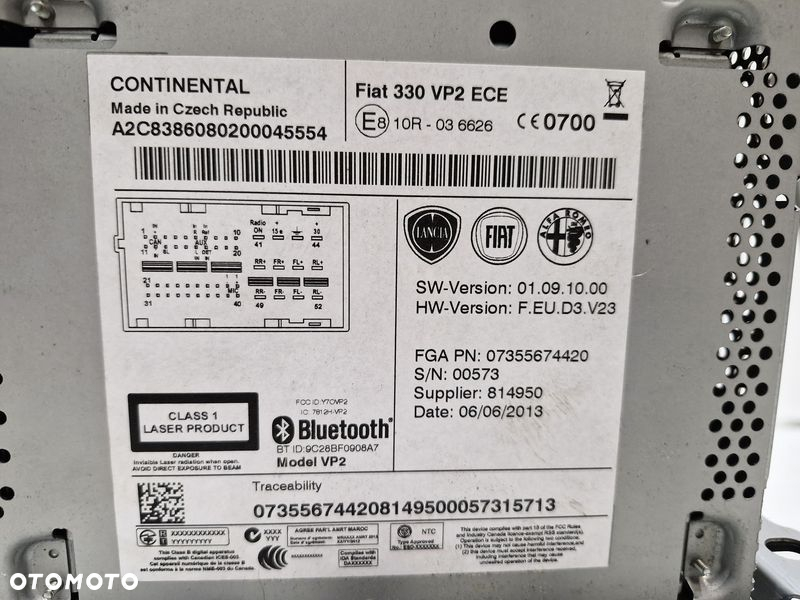 FIAT 500L RADIO EKRAN WYŚWIETLACZ FABRYCZNY BLUETOOTH 07355674420 - 6