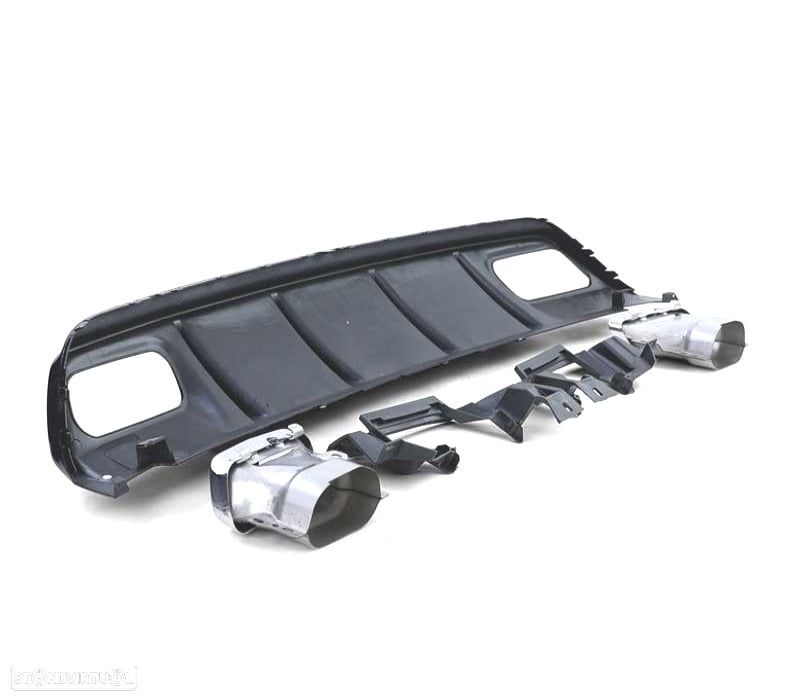 DIFUSOR MERCEDES CLASE A W176 12-18 LOOK A45 AMG PRETO BRILHANTE + PONTEIRAS DE ESCAPE - 4