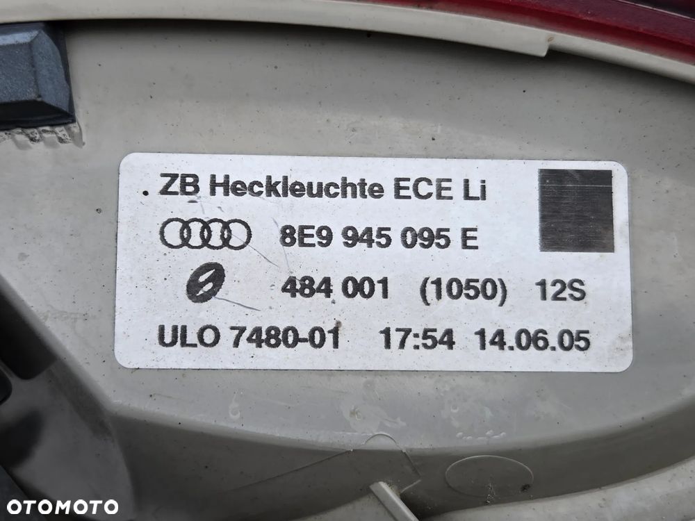 AUDI A4 B7 KOMBI LAMPA TYŁ TYLNA LEWA W BŁOTNIK KOMPLETNA Z WKŁADEM + WTYCZKA 8E9945095E - 4