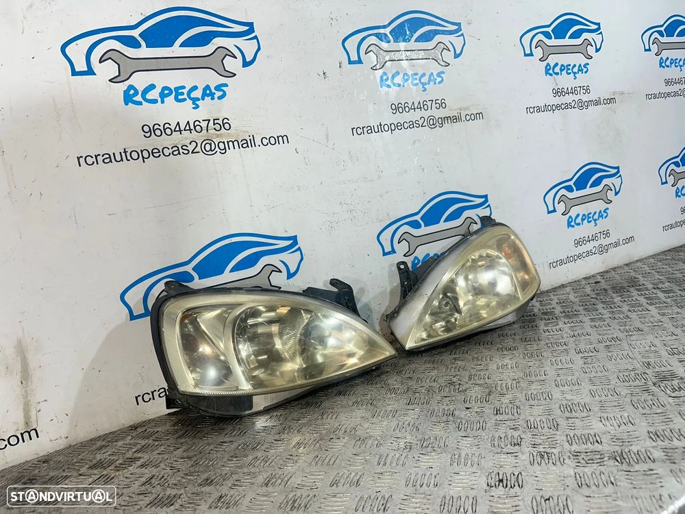 .Conjunto Oticas Farois Frente Frontal Esquerdo Direito Origina GM Opel Corsa Combo 13195926 13195925 2000 - 2011 - 3