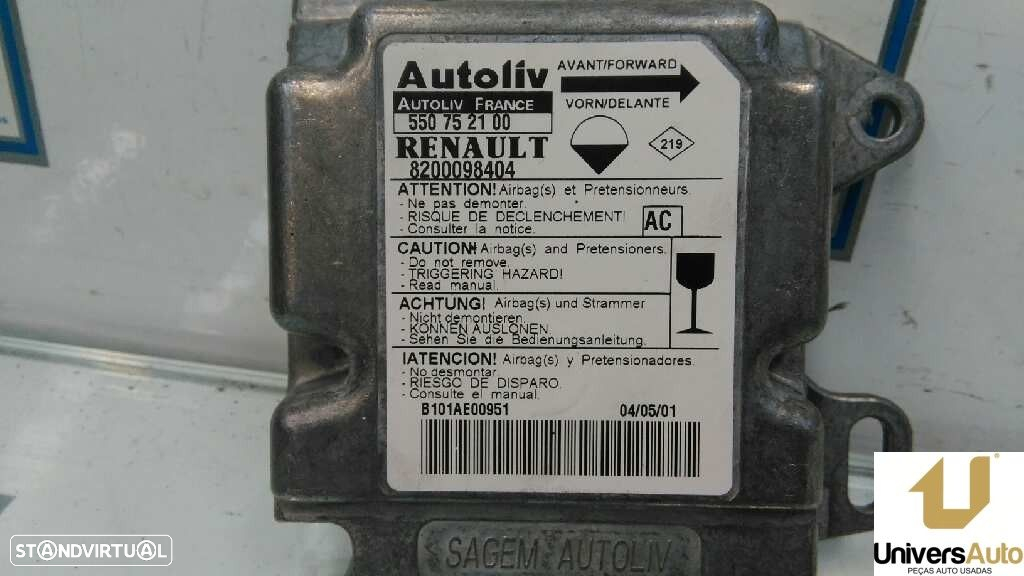 CENTRALINA AIRBAG RENAULT MASTER II FURGÃO 2001 -550752100 - 2