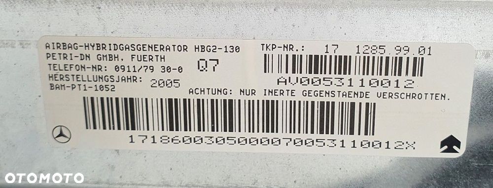 DESKA KONSOLA AIRBAG MERCEDES R171 ORYGINAŁ JASNA - 8