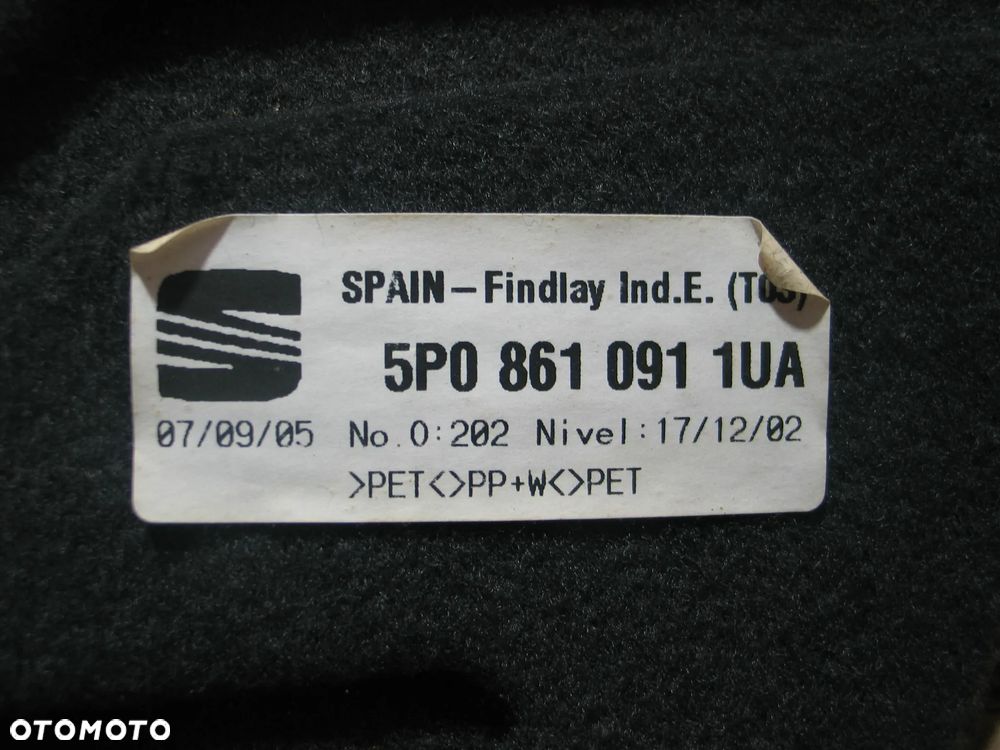 podloga wykladzina bagaznika 5P0858855D + przegroda 5P0861691 seat altea - 16