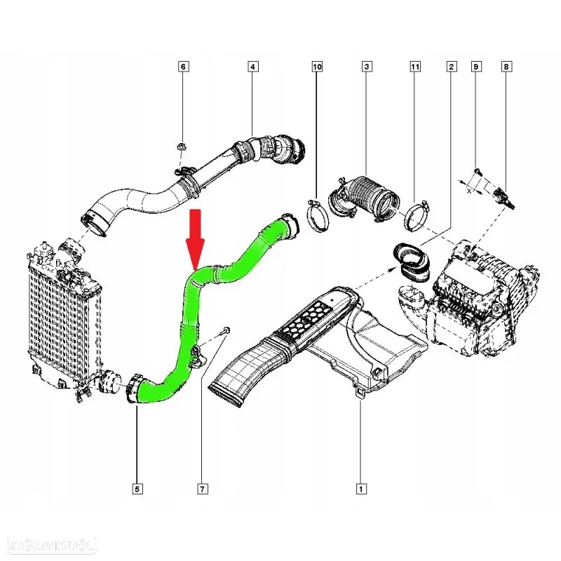 Tubo Intercooler Novo Renault Megane 4 Scenic IV 1.5 Dci Kadjar Qashqai II 144602443R 144608957R 1446000Q1B - 2