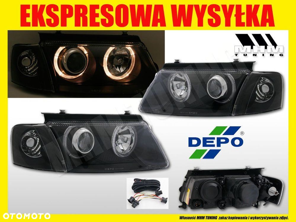 REFLEKTOR LAMPA RINGI ANGEL EYES DEPO CZARNE VW PASSAT B5 3B0 1996-2000 - 2