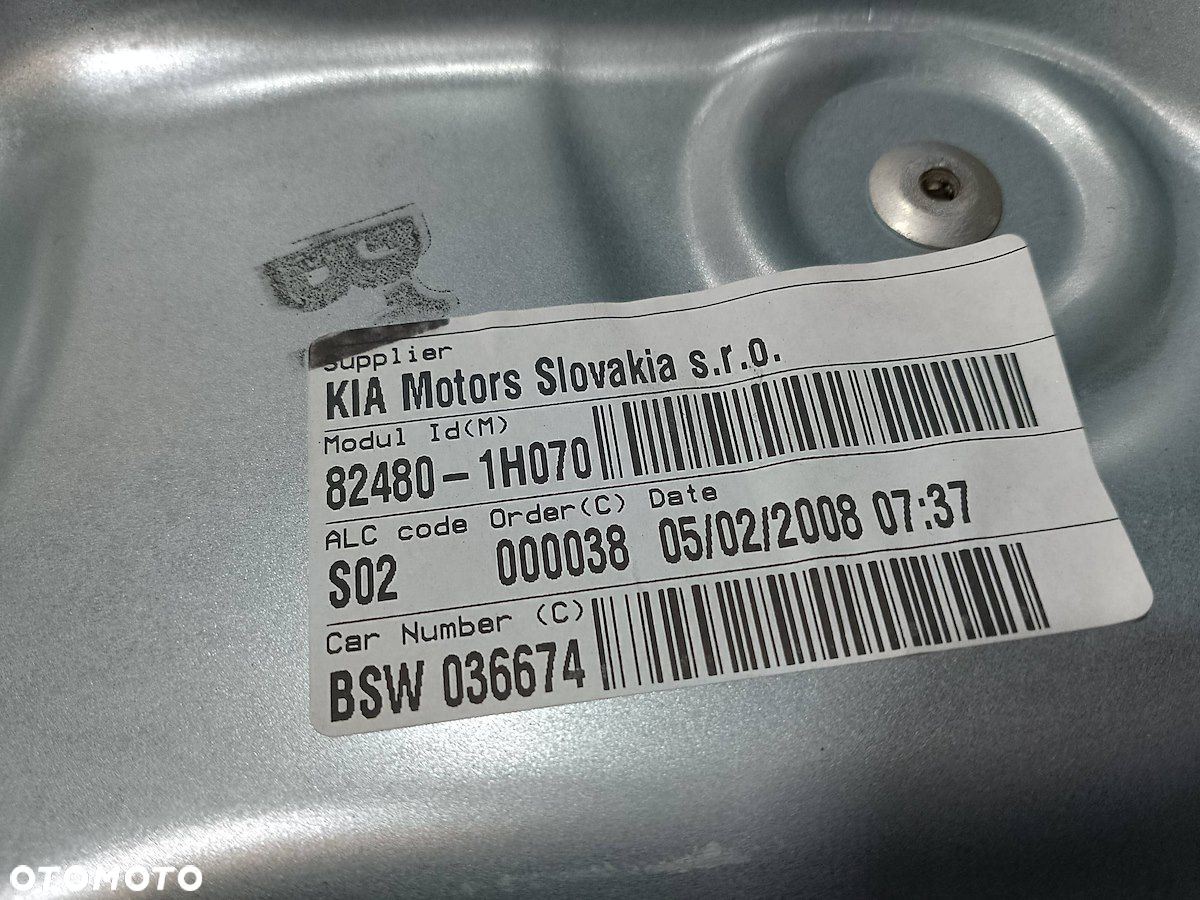 PODNOŚNIK SZYBY PRAWY PRZÓD Z STELAŻEM KIA CEE'D I 82480-1H070 - 7