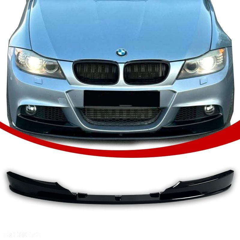 BMW E90 E91 LCI Przednia Dokładka Zderzaka Splitter Polift Czarny - 1