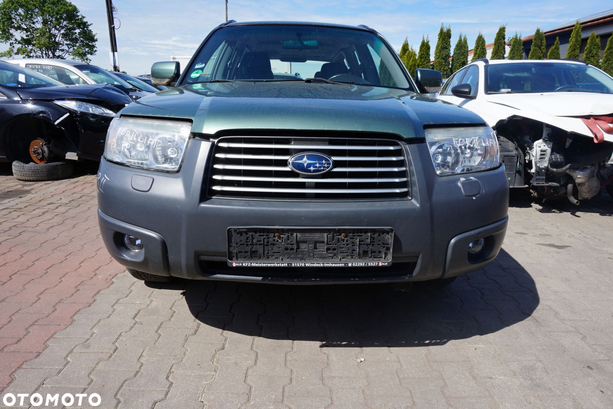 MASKA ZDERZAK BŁOTNIKI LAMPY FORESTER II SG LIFT 5F6  SUBARU 2006-2008 ZIELONY EVERGREEN PRZÓD KOMPLETNY - 5