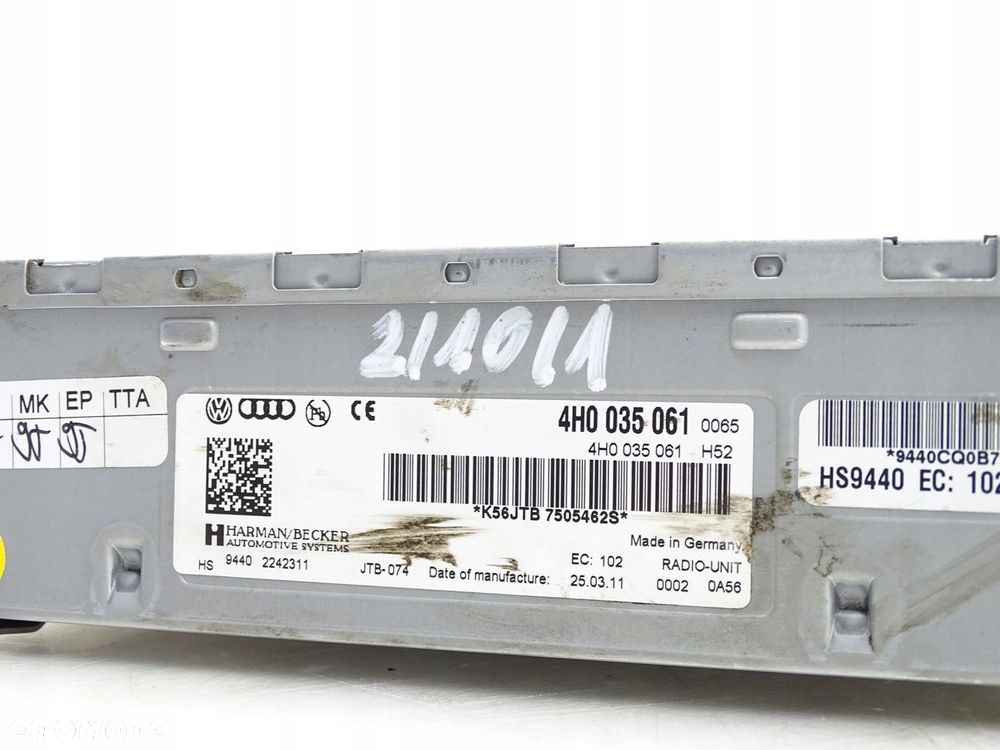 MODUŁ STROWNIK TUNER RADIA RADIOWY HARMAN BECKER AUDI A8 D4 4H0035061 - 6