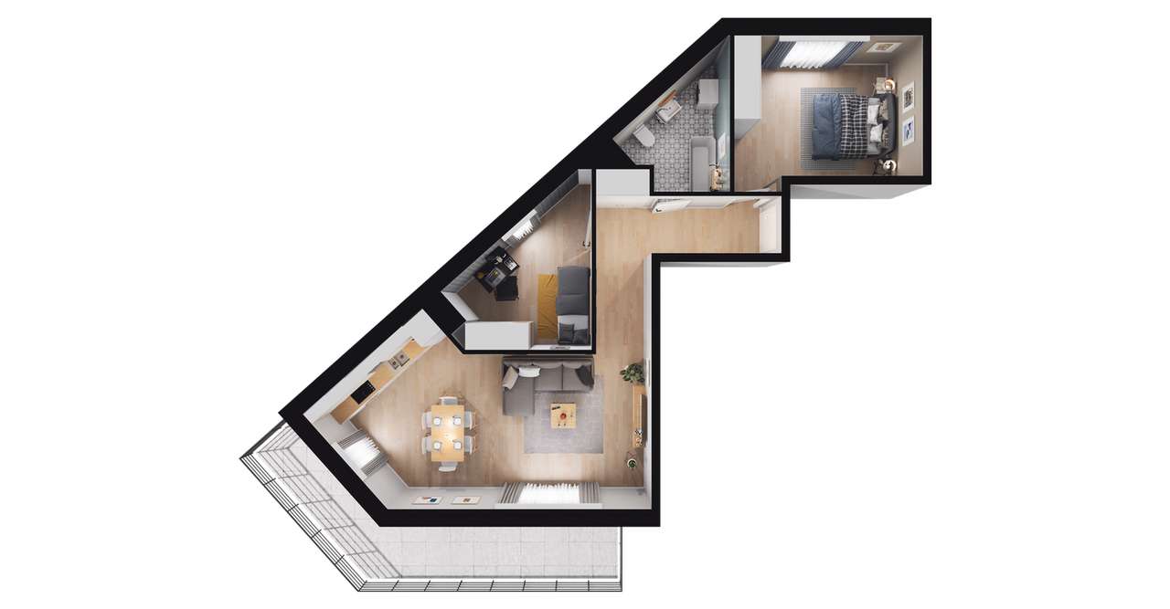 3-pokojowe mieszkanie 64m2 + balkon - Pełny obrazek: 2/23