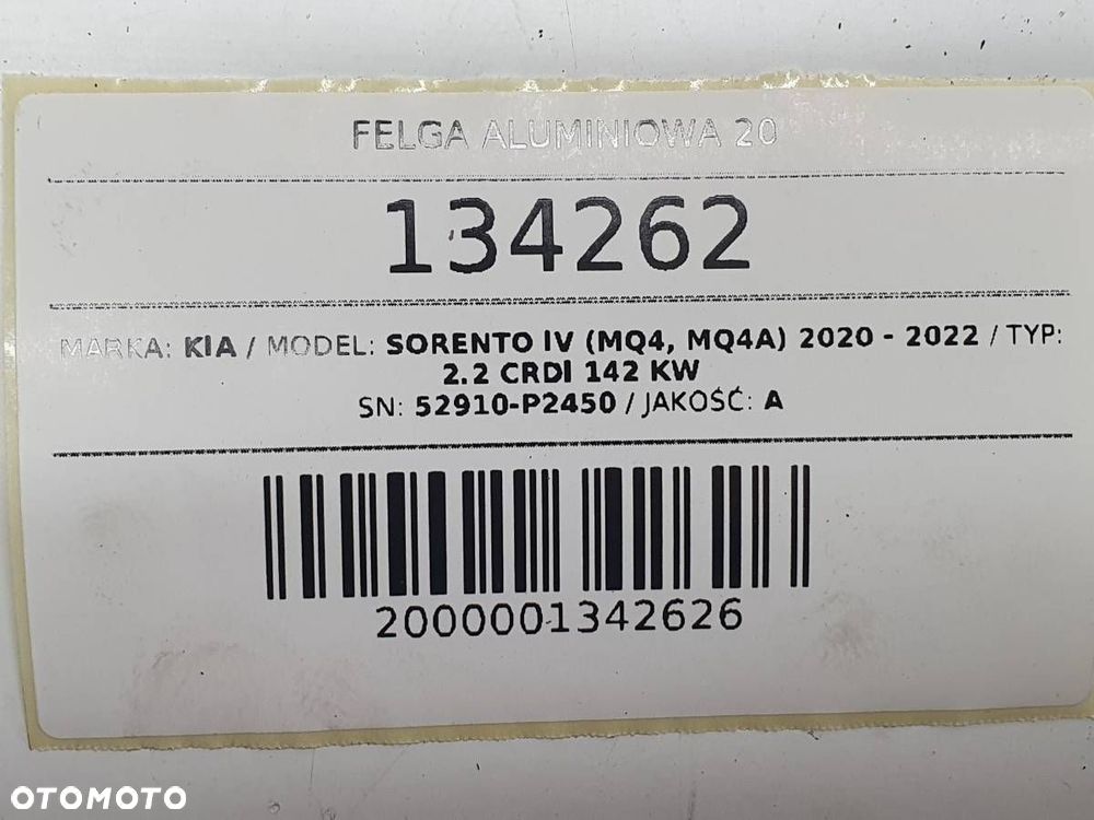 FELGA ALUMINIOWA 20 KIA SORENTO IV MQ4 8.5JX20 ET54 5X114.3 52910-P2450 - 11