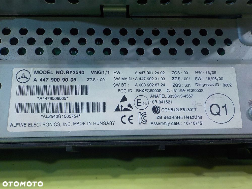 MERCEDES VITO W447 III 1.6 CDI 16r LONG radio A4479012402 - 10