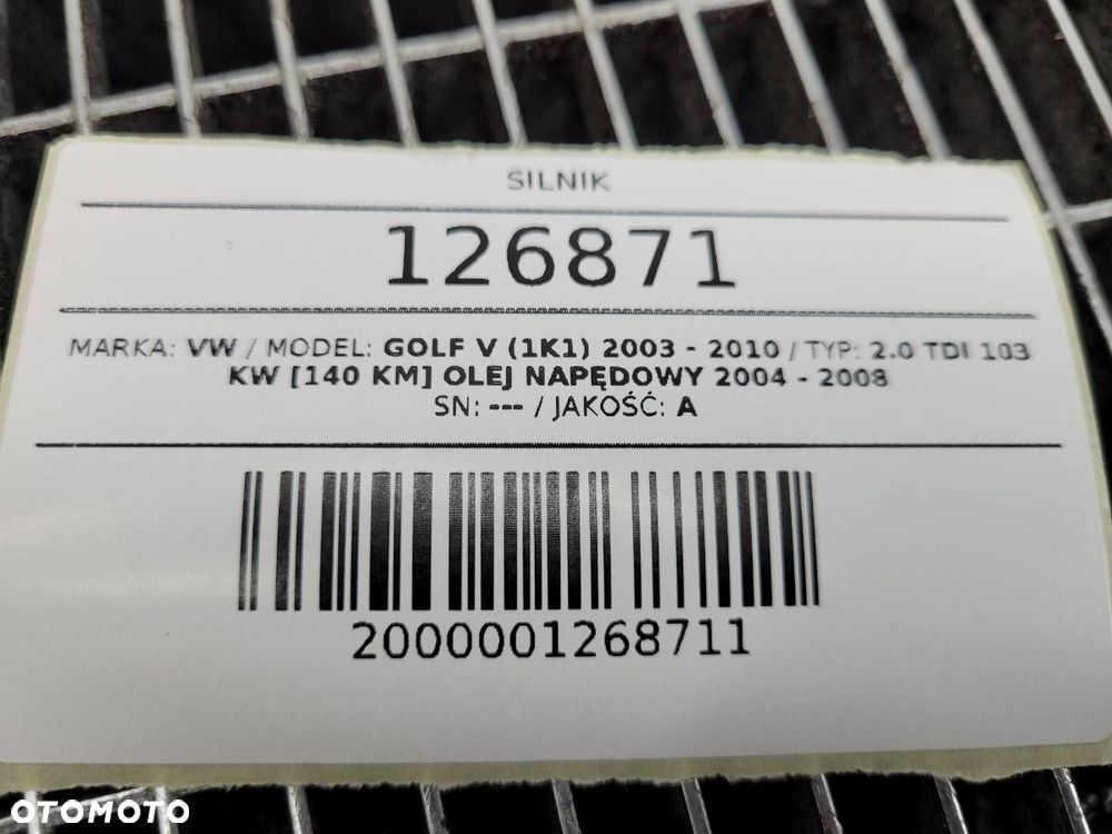 SILNIK KOMPLETNY BKD 2.0 TDI 140 VW GOLF V - 10