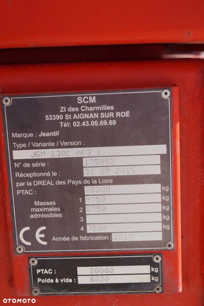 Inny Przyczepa Rolnicza JEANTIL BR 14-20  14 Ton - 25