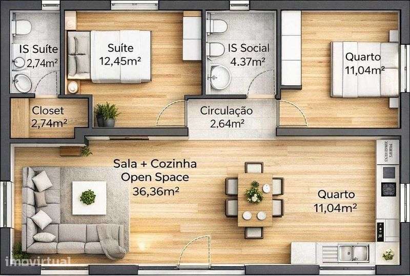 Casa Modular T2 | 86m² | Moderna, Funcional e Pronta para Viver - Grande imagem: 2/4
