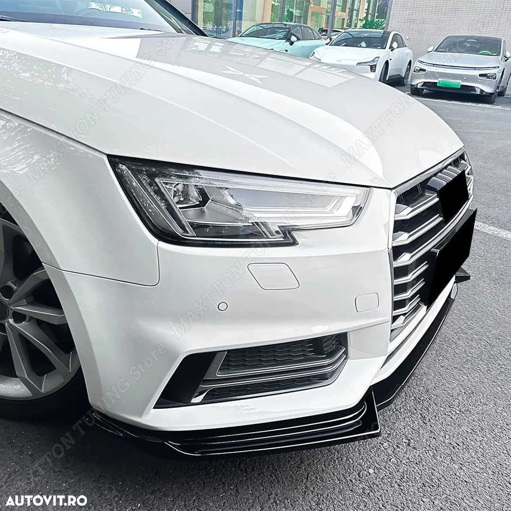 Lip Prelungire Extensie Bara Fata Audi A4 B9 Sline 17-19, Negru Lucios - 4