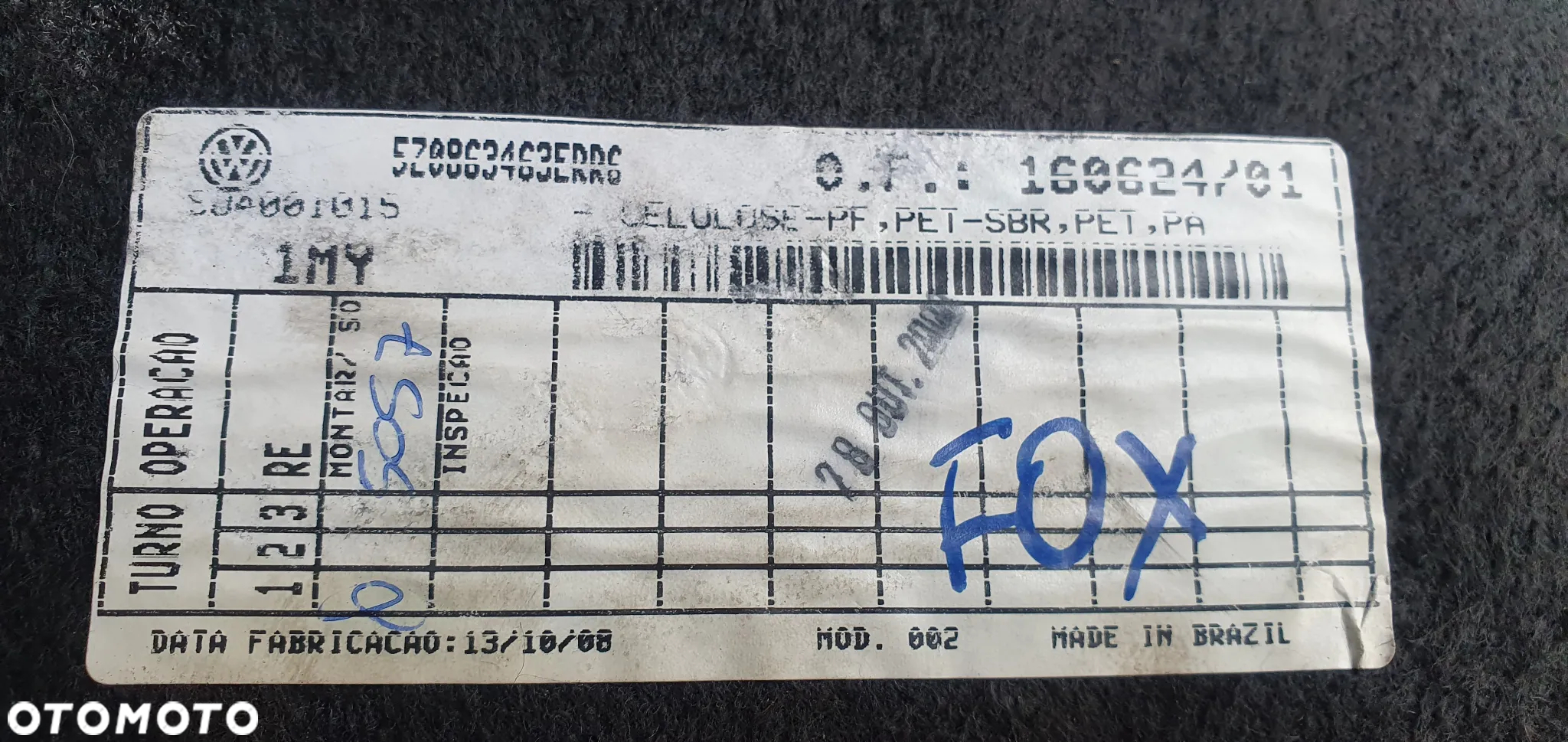 Podłoga wykładzina bagażnika VW Fox 5Z0863463E - 4