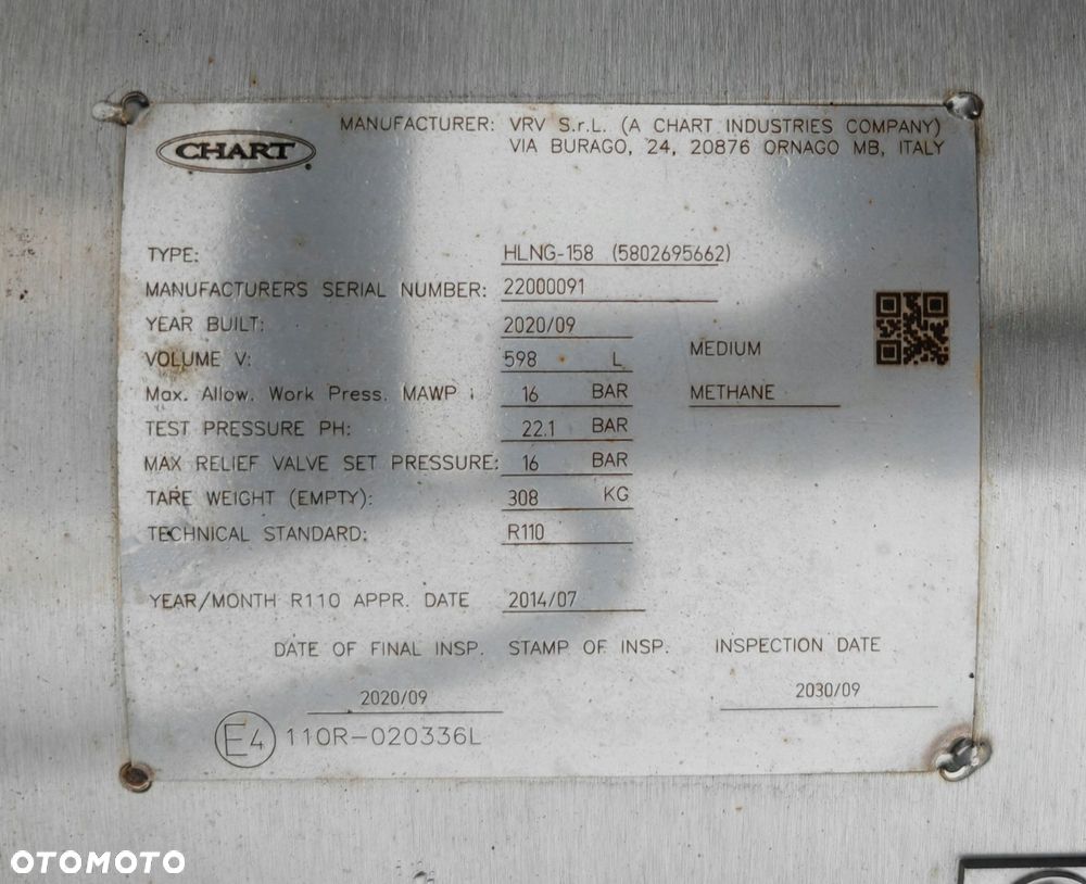 PRAWY ZBIORNIK LNG GAZU ZIEMNEGO CHART 598L IVECO S WAY 2020 5802695662 - 7