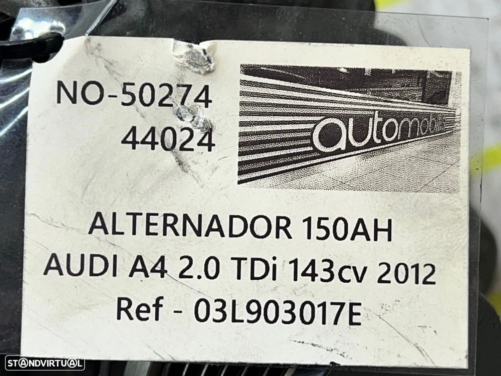 Alternador AUDI A4 (B8) 2.0 TDI Ref. 03L903017E - NO. 50274 - 4